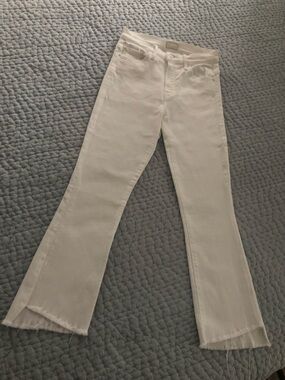 MOTHER White Insider Crop Step Fray Jeans